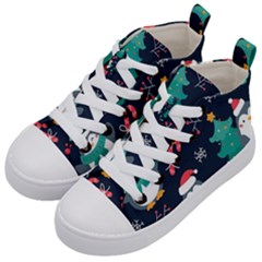 Colorful-funny-christmas-pattern      - Kids  Mid-top Canvas Sneakers by Grandong