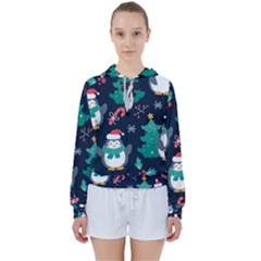 Colorful-funny-christmas-pattern      - Women s Tie Up Sweat by Grandong