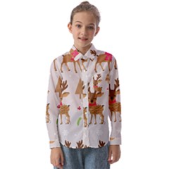 Christmas-seamless-pattern-with-reindeer Kids  Long Sleeve Shirt by Grandong