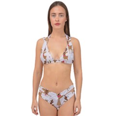 Christmas-seamless-pattern-with-reindeer Double Strap Halter Bikini Set by Grandong