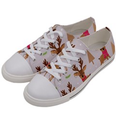 Christmas-seamless-pattern-with-reindeer Women s Low Top Canvas Sneakers by Grandong