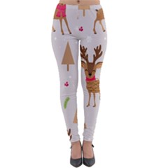 Christmas-seamless-pattern-with-reindeer Lightweight Velour Leggings by Grandong