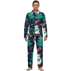 Colorful-funny-christmas-pattern      - Men s Long Sleeve Velvet Pocket Pajamas Set by Grandong