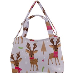 Christmas-seamless-pattern-with-reindeer Double Compartment Shoulder Bag by Grandong