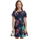 Colorful-funny-christmas-pattern      - Kids  Puff Sleeved Dress View1