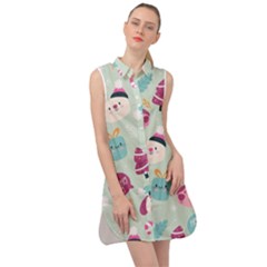 Christmas Paper Stars Pattern Texture Background Colorful Colors Seamless Copy Sleeveless Shirt Dress by Grandong