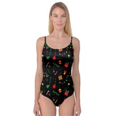 Christmas Pattern Texture Colorful Wallpaper Camisole Leotard  by Grandong