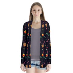 Christmas Pattern Texture Colorful Wallpaper Drape Collar Cardigan by Grandong