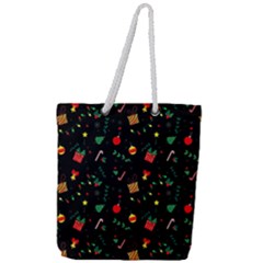 Christmas Pattern Texture Colorful Wallpaper Full Print Rope Handle Tote (large) by Grandong