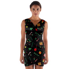 Christmas Paper Stars Pattern Texture Background Colorful Colors Seamless Copy Wrap Front Bodycon Dress by Grandong