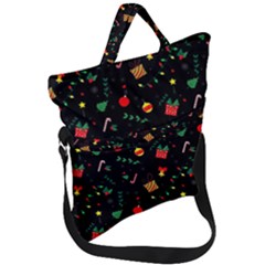 Christmas Pattern Texture Colorful Wallpaper Fold Over Handle Tote Bag by Grandong