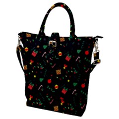 Christmas Pattern Texture Colorful Wallpaper Buckle Top Tote Bag by Grandong