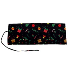 Christmas Pattern Texture Colorful Wallpaper Roll Up Canvas Pencil Holder (s) by Grandong