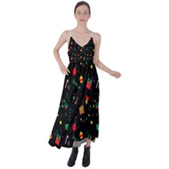 Christmas Pattern Texture Colorful Wallpaper Tie Back Maxi Dress by Grandong