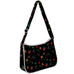 Christmas Pattern Texture Colorful Wallpaper Zip Up Shoulder Bag by Grandong