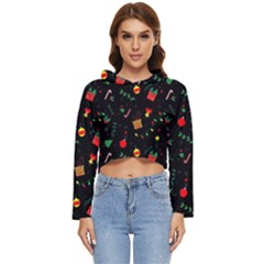 Christmas Pattern Texture Colorful Wallpaper Women s Lightweight Cropped Hoodie by Grandong