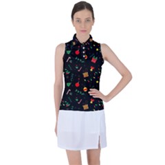 Christmas Paper Stars Pattern Texture Background Colorful Colors Seamless Copy Women s Sleeveless Polo T-shirt by Grandong