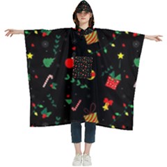 Christmas Paper Stars Pattern Texture Background Colorful Colors Seamless Copy Women s Hooded Rain Ponchos by Grandong