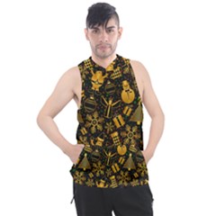 Christmas Background Seamless Pattern Pattern Men s Sleeveless Hoodie by Grandong