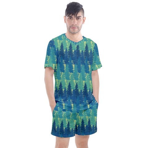 Christmas Trees Pattern Digital Paper Seamless Men s Mesh T-shirt And Shorts Set by Grandong