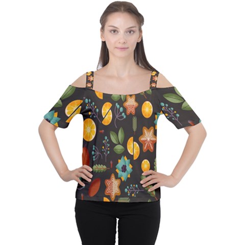 Christmas-seamless-pattern   - Cutout Shoulder T-shirt by Grandong