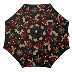 Christmas-pattern-with-snowflakes-berries Straight Umbrellas by Grandong