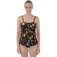 Christmas-seamless-pattern   - Twist Front Tankini Set by Grandong