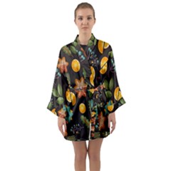 Christmas-seamless-pattern   - Long Sleeve Satin Kimono by Grandong