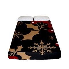 Christmas-pattern-with-snowflakes-berries Fitted Sheet (full/ Double Size)