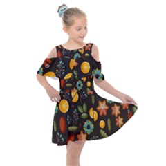 Christmas-seamless-pattern   - Kids  Shoulder Cutout Chiffon Dress by Grandong