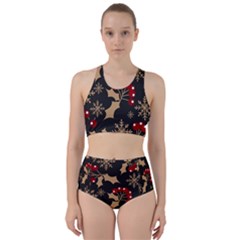 Christmas-pattern-with-snowflakes-berries Racer Back Bikini Set by Grandong