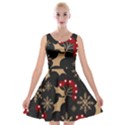 Christmas-pattern-with-snowflakes-berries Velvet Skater Dress View1