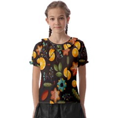 Christmas-seamless-pattern   - Kids  Frill Chiffon Blouse by Grandong