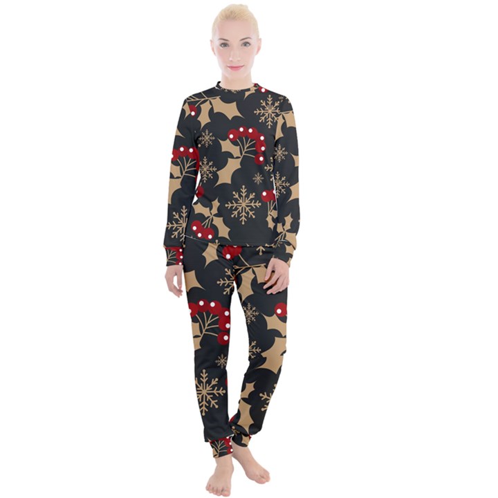 Christmas-pattern-with-snowflakes-berries Women s Lounge Set