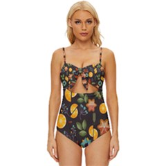 Christmas-seamless-pattern   - Knot Front One-piece Swimsuit by Grandong