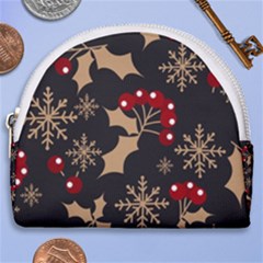 Christmas-pattern-with-snowflakes-berries Horseshoe Style Canvas Pouch by Grandong