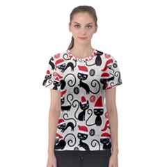 Cute Christmas Seamless Pattern Vector Women s Sport Mesh T-shirt