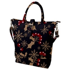 Christmas-pattern-with-snowflakes-berries Buckle Top Tote Bag by Grandong