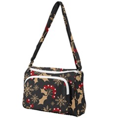 Christmas-pattern-with-snowflakes-berries Front Pocket Crossbody Bag by Grandong