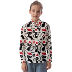 Cute Christmas Seamless Pattern Vector Kids  Long Sleeve Shirt by Grandong