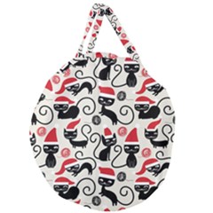 Cute Christmas Seamless Pattern Vector Giant Round Zipper Tote by Grandong