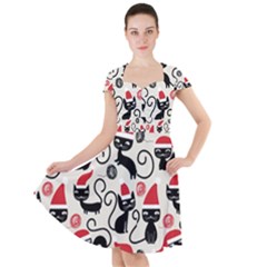 Cute Christmas Seamless Pattern Vector Cap Sleeve Midi Dress by Grandong