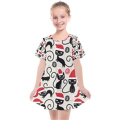 Cute Christmas Seamless Pattern Vector Kids  Smock Dress by Grandong