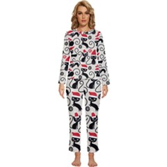 Cute Christmas Seamless Pattern Vector Womens  Long Sleeve Lightweight Pajamas Set by Grandong