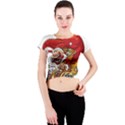 Funny Santa Claus Christmas Crew Neck Crop Top View1