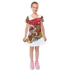 Funny Santa Claus Christmas Kids  Short Sleeve Velvet Dress by Grandong