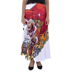 Funny Santa Claus Christmas Flared Maxi Skirt by Grandong