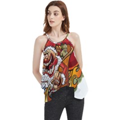 Funny Santa Claus Christmas Flowy Camisole Tank Top by Grandong