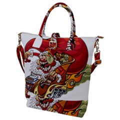 Funny Santa Claus Christmas Buckle Top Tote Bag by Grandong