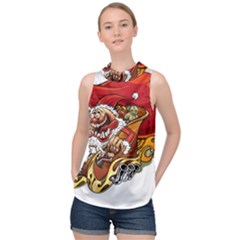 Funny Santa Claus Christmas High Neck Satin Top by Grandong